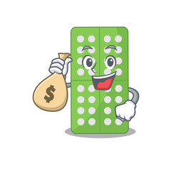 Sticker - Crazy rich Cartoon picture of medicine pills having money bags