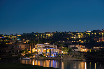 Wall Mural - Night view of some beautiful residence house at Lake Las Vegas