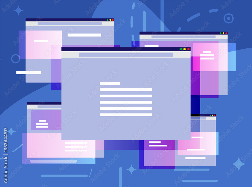 Browser window. Operating system user interface, gui. Computer software. Documents folder. Abstract background with ui panels. Flat vector illustration - obrazy, fototapety, plakaty 