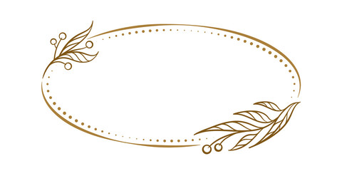 Wall Mural - vector horizontal oval dotted frame with floral decoration