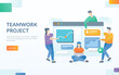 © indro - Teamwork concept vector, people work together, people interacting with graph, collaboration project, website landing page, brainstorming illustration, banner, template, web ui design