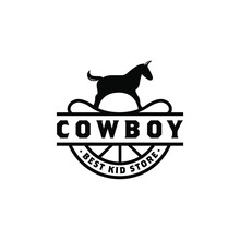 Cowboy Hat With Horse For Kid Toy Store Shop Logo Design
