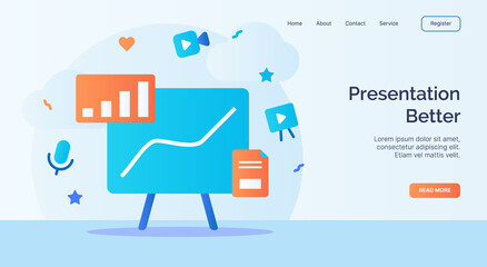 Wall Mural - presentation better growth chart icon campaign for web website home page landing template with carto