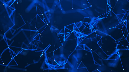 Poster - Digital plexus of glowing lines and dots. Abstract background. 3D rendering. Network or connection. 3d rendering.