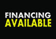 Financing available writing text on black chalkboard. Vector illustration 