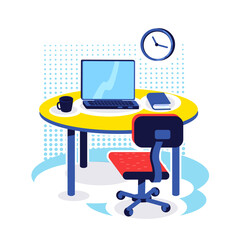 Poster - office workplace flat color vector object