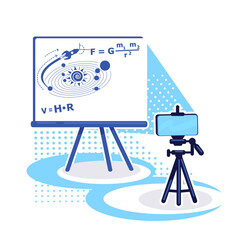 Poster - Streaming setup for e learning flat color vector object