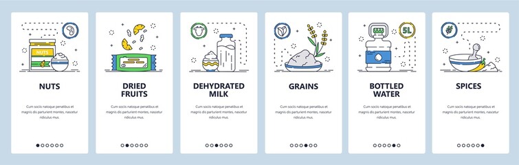 Poster - Food delivery service. Mobile app onboarding screens, vector website banner template