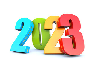Wall Mural - happy new year 2023 colored calendar background series 3d render