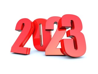 Wall Mural - happy new year 2023 red calendar background series 3d render