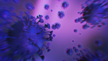 Sticker - CORONAVIRUS | COVID-19 | 3D Render Illustration | Hintergrund / Banner