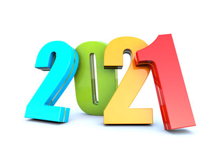 Wall Mural - happy new year 2021 colored calendar background series 3d render