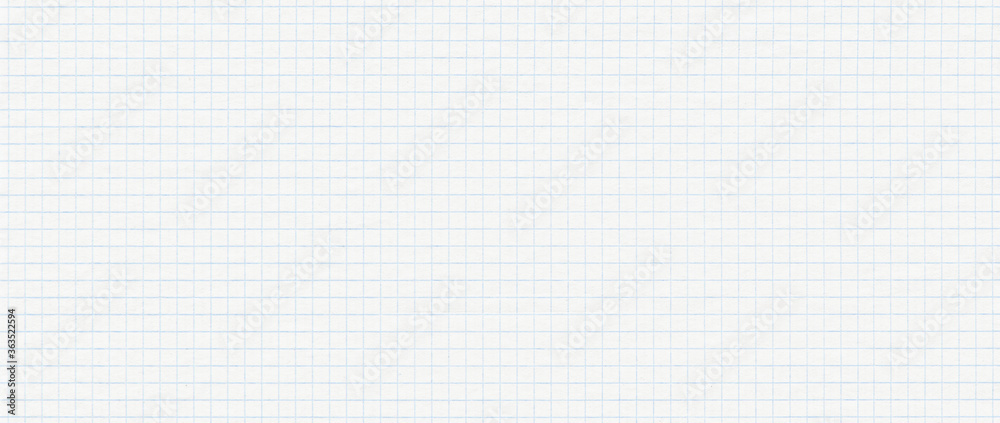 Lined paper background. White notebook sheet with blue grid banner - obrazy, fototapety, plakaty 