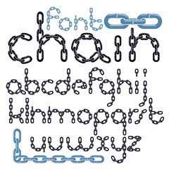 Fototapete - Vector font, trendy typescript can be used in poster creation. Lower case decorative letters created using metal connected chain link.