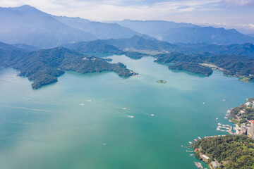 aerial view of famous Sun Moon Lake landscape