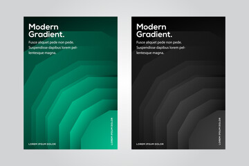 Poster - set of abstract polygonal design of green and black gradient modern cover designs. annual report. br