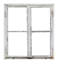 Old Wooden Window On White Background