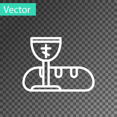 White line First communion symbols for a nice invitation icon isolated on transparent background. Vector Illustration.