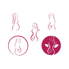 Wall Mural - beauty pregnant women vector icon