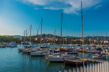 Wall Mural - A view across the marina to the shore at La Spezia, Italy in summer