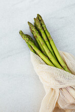 Cotton Bag With Fresh Asparagus