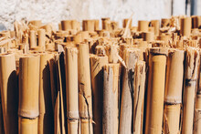Natural Background With Lots Of Bamboo Sticks.