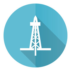 Aufkleber - Drilling vector icon, flat design blue round web button isolated on white background