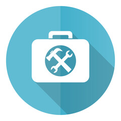Poster - Toolkit vector icon, flat design blue round web button isolated on white background