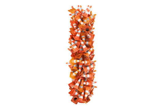 Letter I from traffic cones, 3D rendering