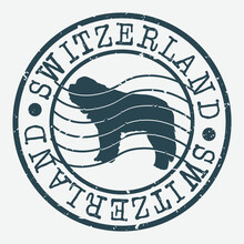 Switzerland Saint Bernard Stamp Postal. Map Silhouette Seal. Passport Round Design. Vector Icon. Design Retro Travel.