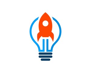 Sticker - Orange flying rocket in the bulb