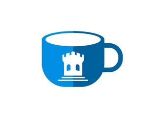 Sticker - Coffee cup and simple fortress in the middle