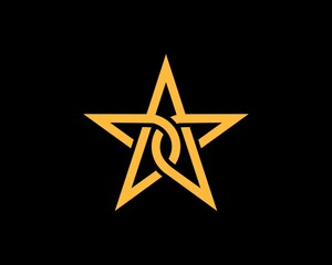 Wall Mural - Abstract gold star connection