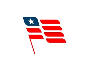 Wall Mural - American flag abstract line