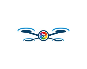 Canvas Print - Flying drone and lens with spectrum colors