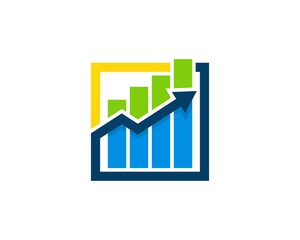 Sticker - Chart growth up arrow with square shape