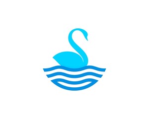 Sticker - Blue swan in the water lake