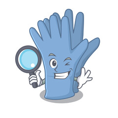 Sticker - cartoon picture of medical gloves Detective using tools