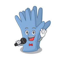 Sticker - cartoon character of medical gloves sing a song with a microphone