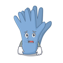 Poster - Cartoon design style of medical gloves having worried face