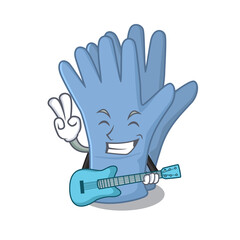 Canvas Print - brilliant musician of medical gloves cartoon design playing music with a guitar