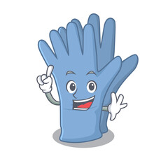 Sticker - Medical gloves caricature design style with one finger gesture