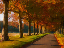 Painting Of An Autumn Path
