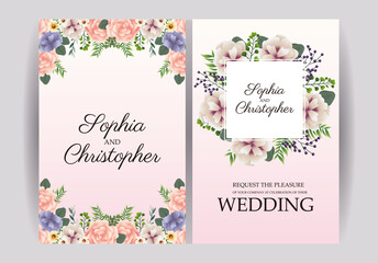 Canvas Print - wedding Invitation with squares floral frames