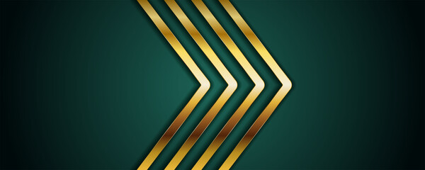 Wall Mural - abstract luxury dark green overlap layer with golden line