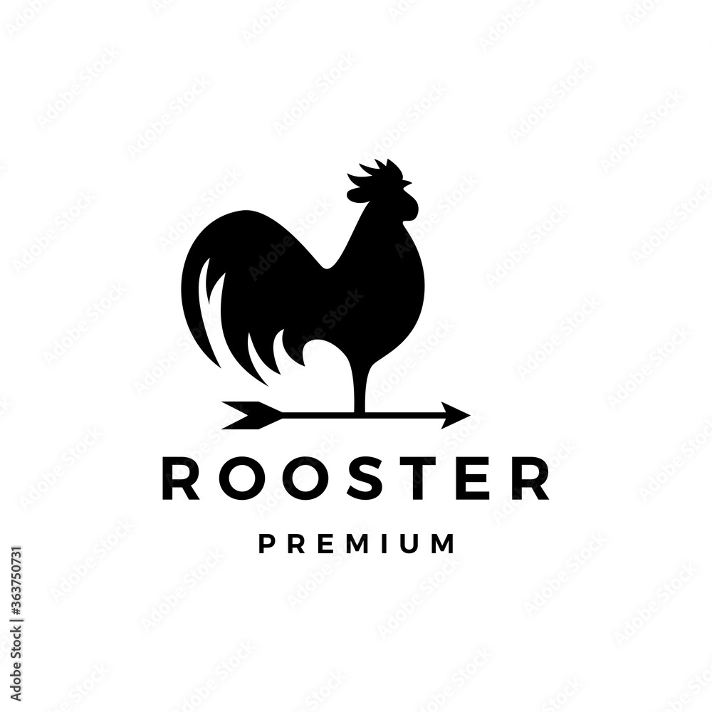 rooster arrow weathervane logo vector icon illustration - obrazy, fototapety, plakaty 
