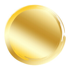 Aufkleber - Gold coin. Vector golden circle icon. Button in the form of money. Shiny object. Illustration of finance and greed. Stock Photo.