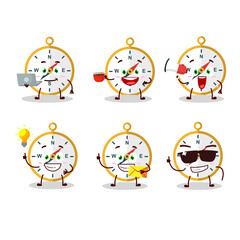 Poster - Compass cartoon character with various types of business emoticons