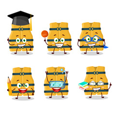 Sticker - School student of life vest cartoon character with various expressions