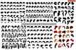A large set of female and male haircuts, hairstyles on a white background